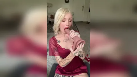Blonde Molliganbitch Blowjob With Big Dildo
