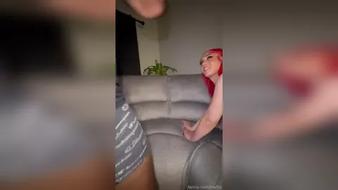 Redhead Tna3ty Riding Daddy On The Couch