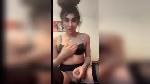 Luma Lavont Playing With Rubber Toy In Black Lingerie