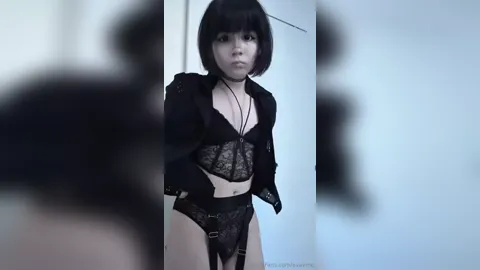 Avam Teasing In Sexy Black Lingerie
