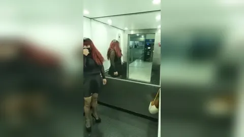 Shemale cd stripping in public elevator