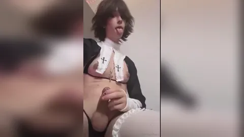 Femboy Hami Ahegao Masturbation In Nun Costume
