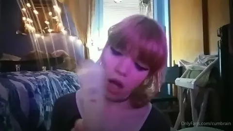 Cumbrain Topless Blowjob With Dildo On Homemade Tape